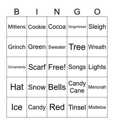Holiday Bingo Card