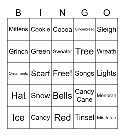 Holiday Bingo Card