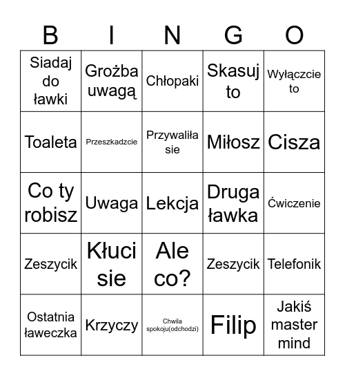 Bingo drzewieckiej Bingo Card