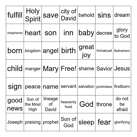 Christmas Bingo Card