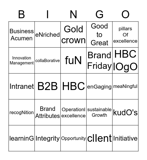 HBC Days 2013 Bingo Card