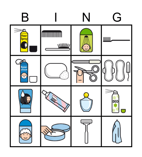 Hygieneprodukte Bingo Card