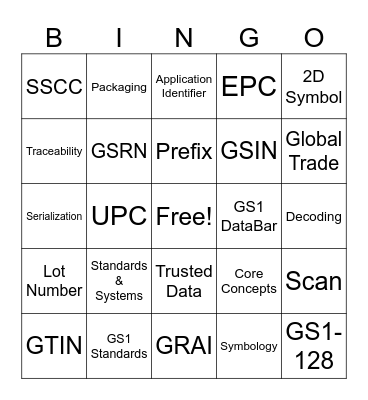 Standards & Squares Bingo Card