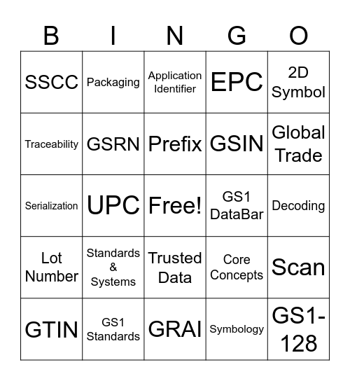 Standards & Squares Bingo Card