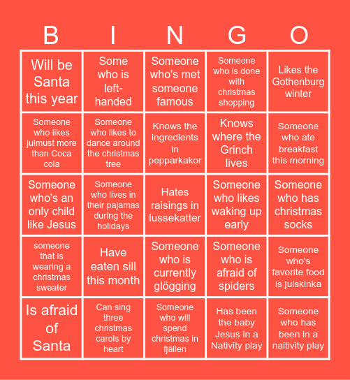 Christmas Bingo Card