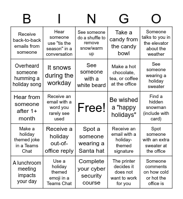 Winter 2025 Bingo Card Bingo Card