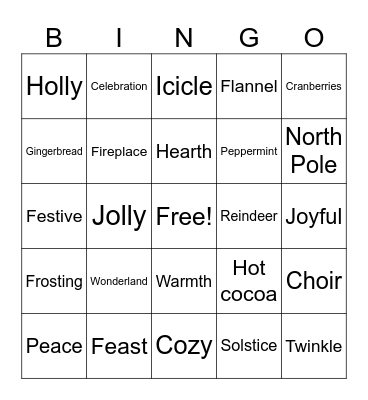 Holiday Bingo Card