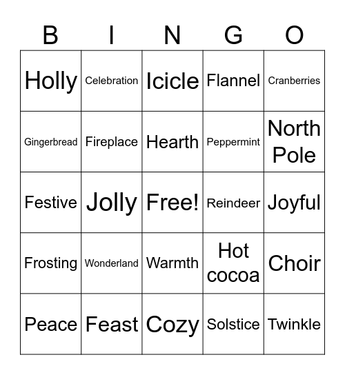 Holiday Bingo Card