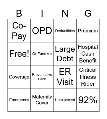 Health Insurance Bingo Card