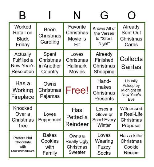 Jingle Bingo Card