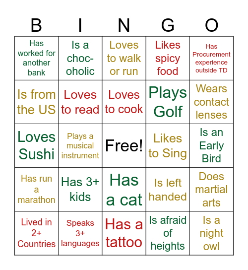 Get to Know You Bingo Card
