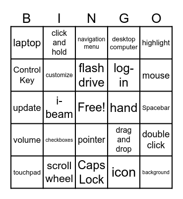 Basic Computer Skills Bingo Card