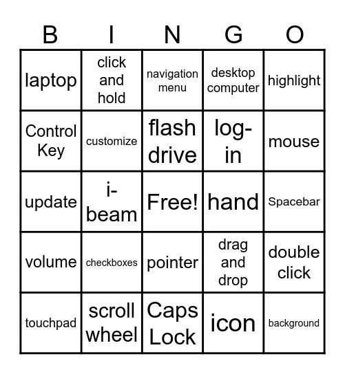 Basic Computer Skills Bingo Card