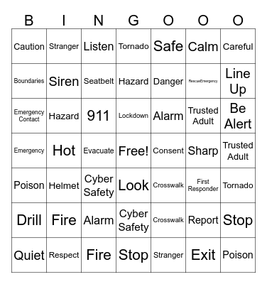 Safety Bingo Card