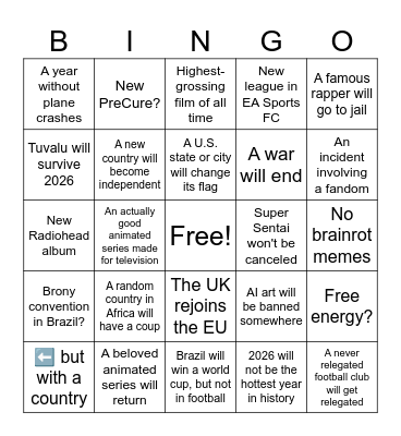 2026 bingo Card