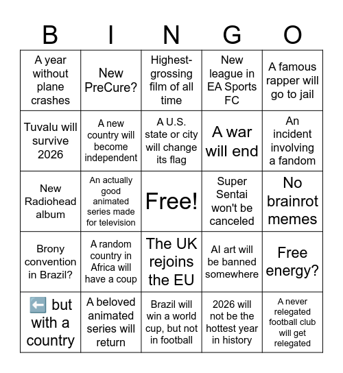 2026 bingo Card