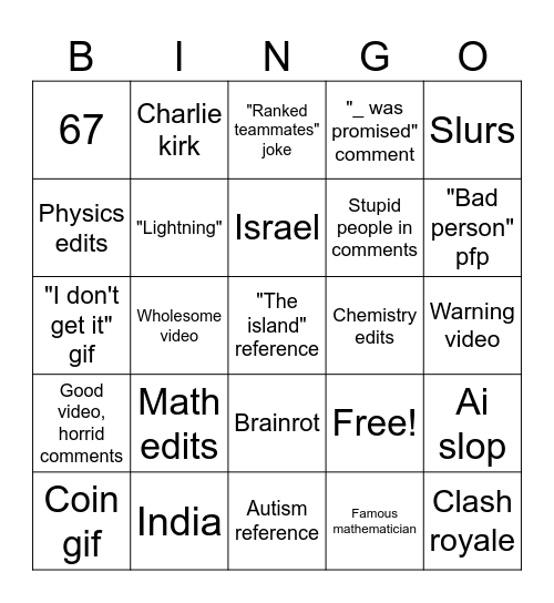 ig reels Bingo Card