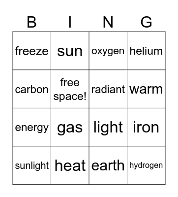 The Sun - Bingo Card