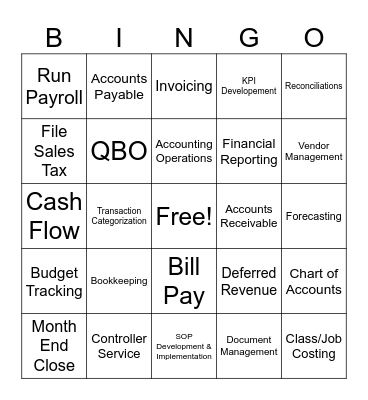 Bookkeeping Bingo Card