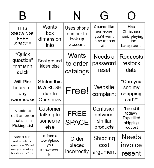 SanMar Bingo HOLIDAY EDITION Bingo Card
