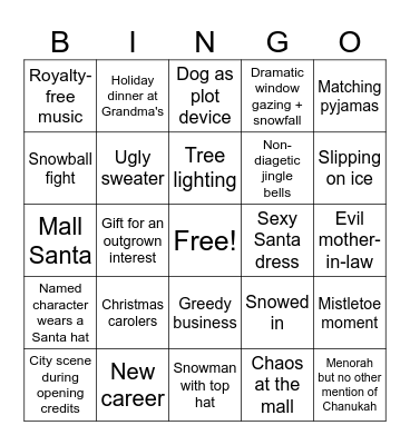 Christmas Movie Bingo Card