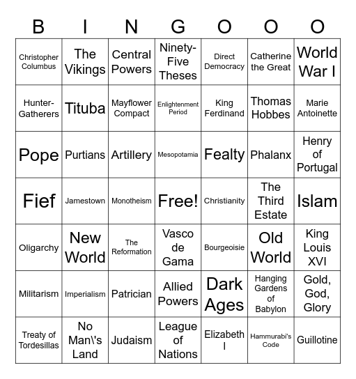 Final Exam Bingo Card