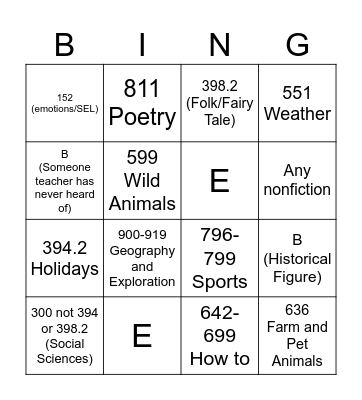 K-2 Bingo Card