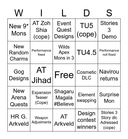 TU4 Bingo Card