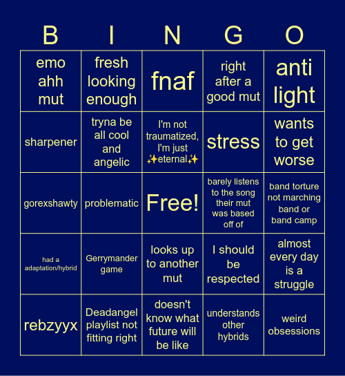 Deadangel Bingo Card