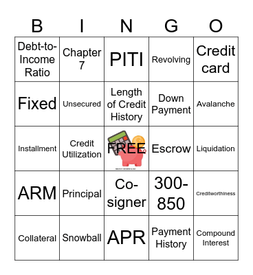 EPF REVIEW BINGO--Credit & Loans Bingo Card
