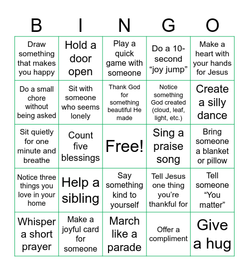 JOYFULNESS BINGO Card