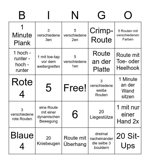 Kletter Bingo! Bingo Card