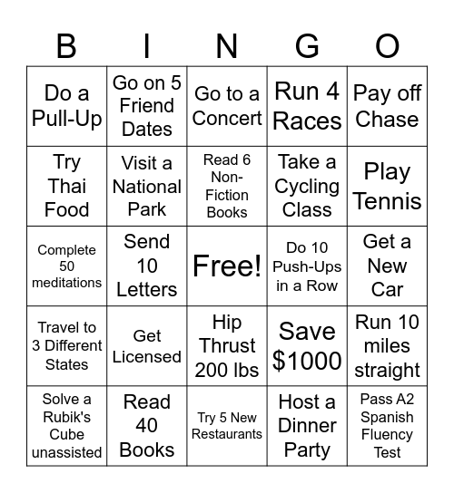 2026 Bingo Card