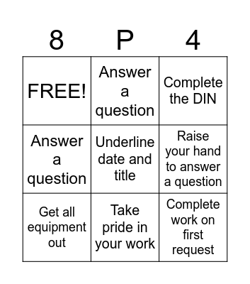 Actively Engaged Bingo Card
