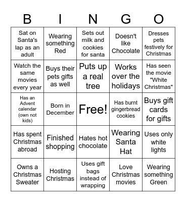 ERC Christmas Bingo Card