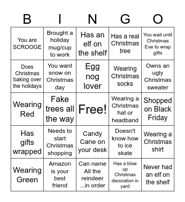 ERC Christmas Bingo Card