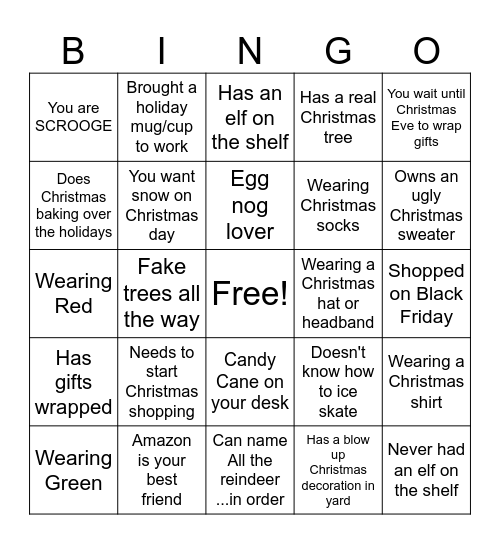 ERC Christmas Bingo Card