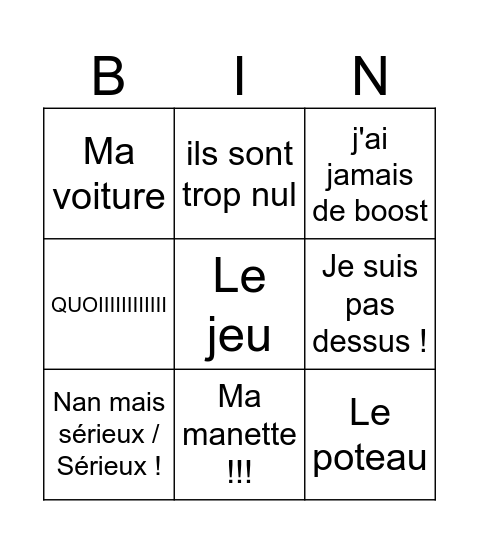 Valentin Bingo Card