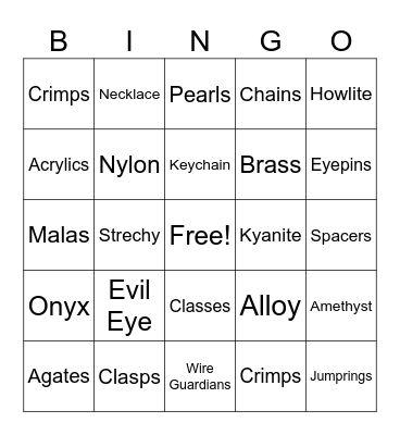 Bead Dynasty Post Xmas Party Bingo Card