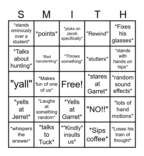 DR. SMITH BINGO Card