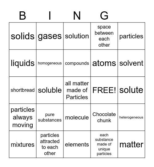 Matter 2 Bingo Card