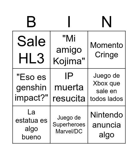 Untitled Bingo Card