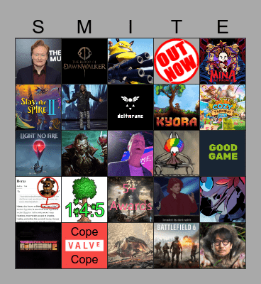 Gayme awards predictions Bingo extravaganza deluxe edition Bingo Card