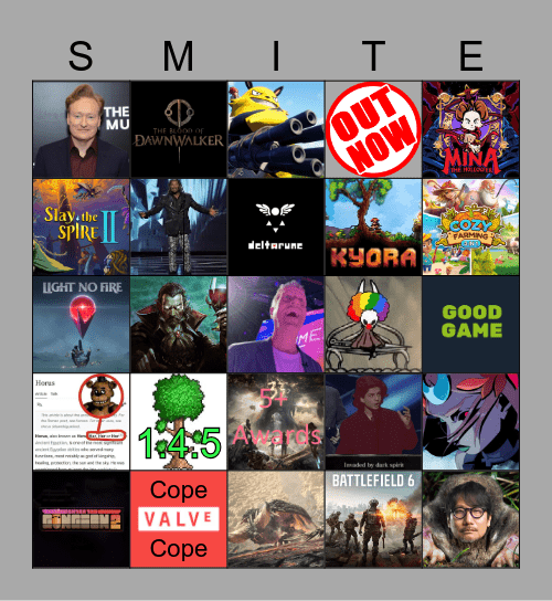 Gayme awards predictions Bingo extravaganza deluxe edition Bingo Card