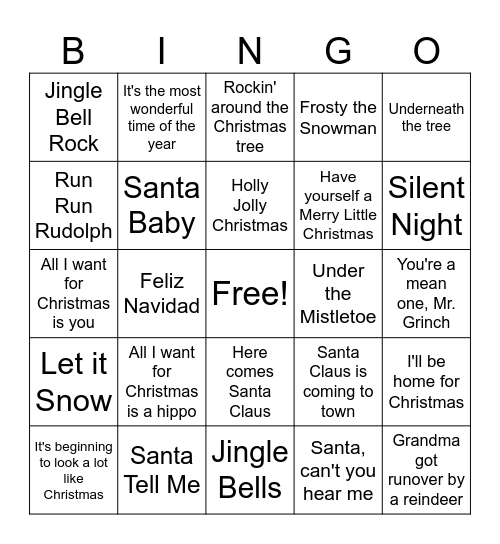 Christmas Bingo Card