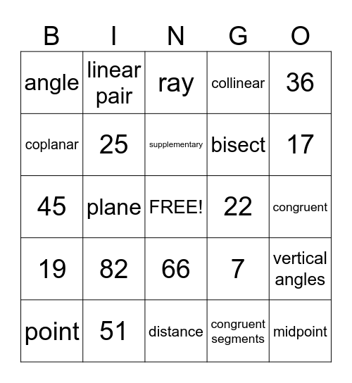 Topic 1 Bingo Card