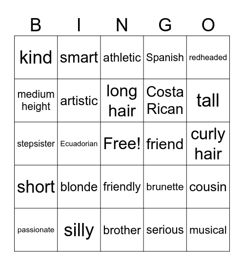 Descripciones Personales Bingo Card