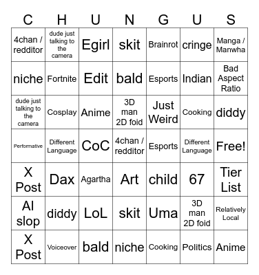 Reels Bingo Card