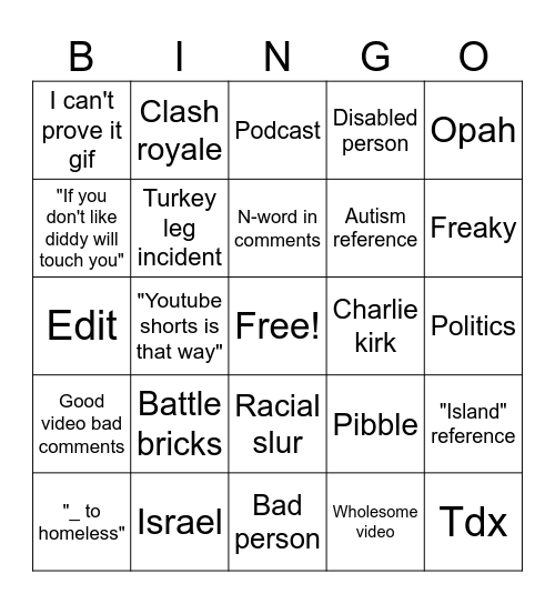 tiktok feed Bingo Card
