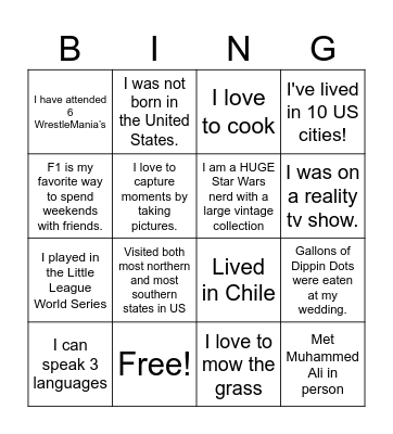 Synchrony Bingo Card